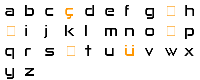 Anita Semi-square Küçük Harfler