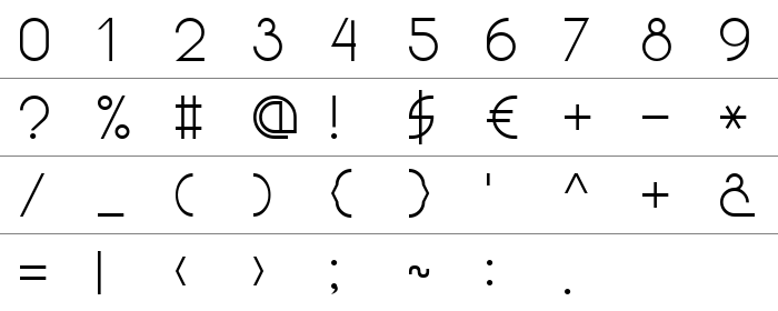 Light Sans Serif 7 Rakam ve İşaretler